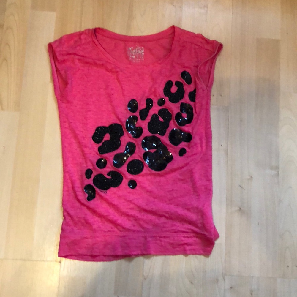 Cute cheetah print pink girls top